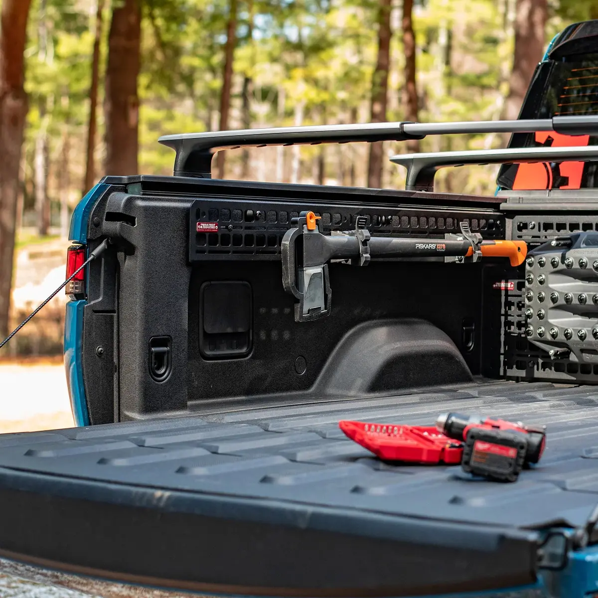Builtright Industries Bedside Rack System For Rivian R1t: Bed Side Wall Molle Kit 1