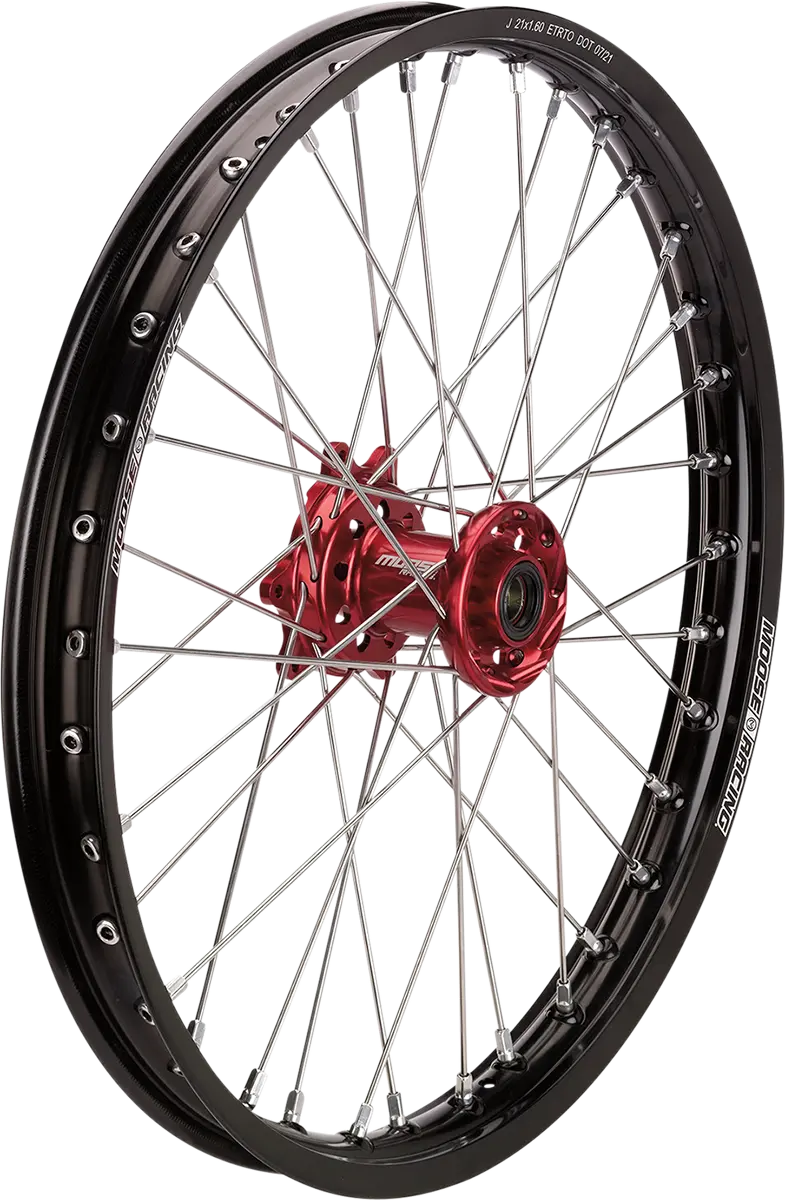 Moose Racing Sx-1 Front Complete Wheel Assembly – 21" X 1.60", Black Rim With Red Hub (Bf-160-21Bkrd) 1