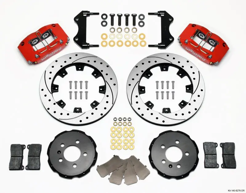 Wilwood Dynapro Radial Front Brake Kit – 12.19" Drilled Rotors, Red Calipers For 1999–2003 Vw Jetta & Golf Iv 1