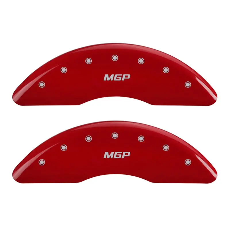 Mgp Engraved Brake Caliper Covers – Front And Rear, Custom Mgp Logo Design With Red Finish And Silver Chrome Trim 1