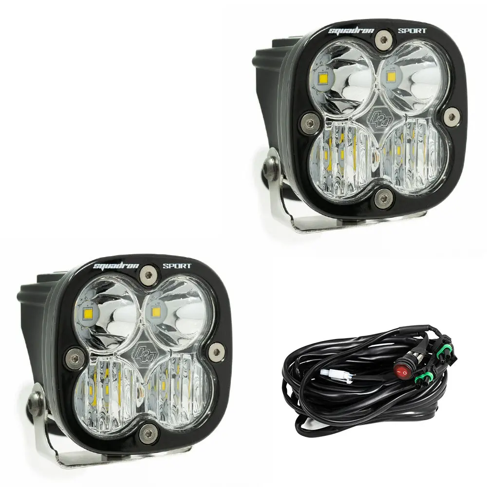 Squadron Sport Black Led Auxiliary Light Pod Pair - Universal Clear Combo 55-7803 1