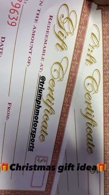 Triumph Motorsports Gift Certificate 1