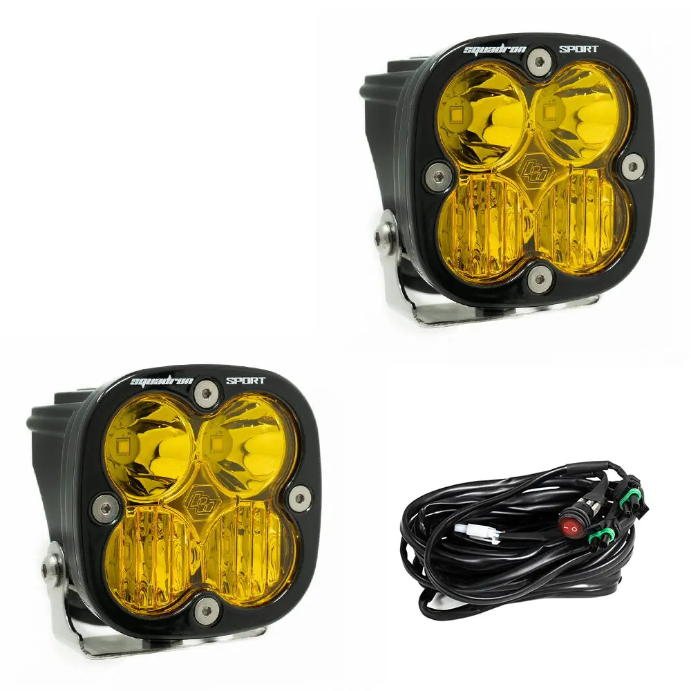 Baja Designs Squadron Sport Black Led Auxiliary Light Pod Pair - Universal Amber 55-7813 1