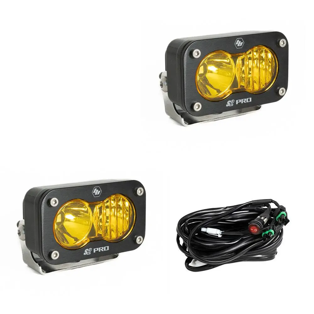 Baja Designs S2 Pro Black Led Auxiliary Light Pod Pair - Combo Amber Universal 487813 1