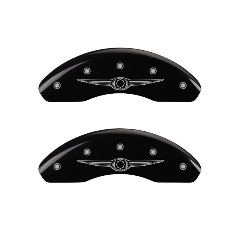 Mgp Engraved Caliper Covers – Chrysler Wing Style, Front & Rear, Black Finish With Silver Chrome 1