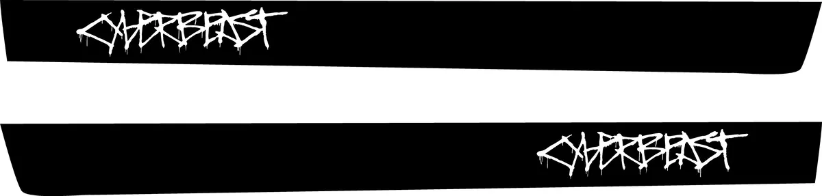 Cyberbeast Wording Rocker Stripe Decals For The 2023-2024 Tesla Cybertruck (X2) 1