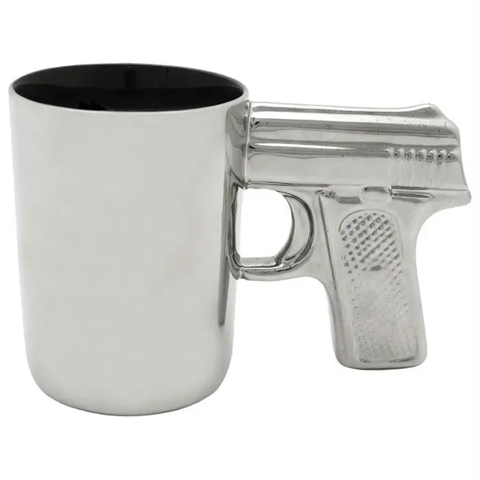 Ceramic Gun Mug Chrome 16.9 Oz 1
