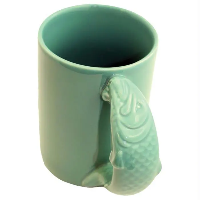 Ceramic Fish Mug Green 16.9 Oz 1