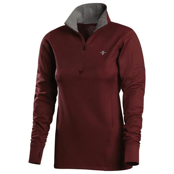 Womens Ls Zip Ingot Red Sm 1