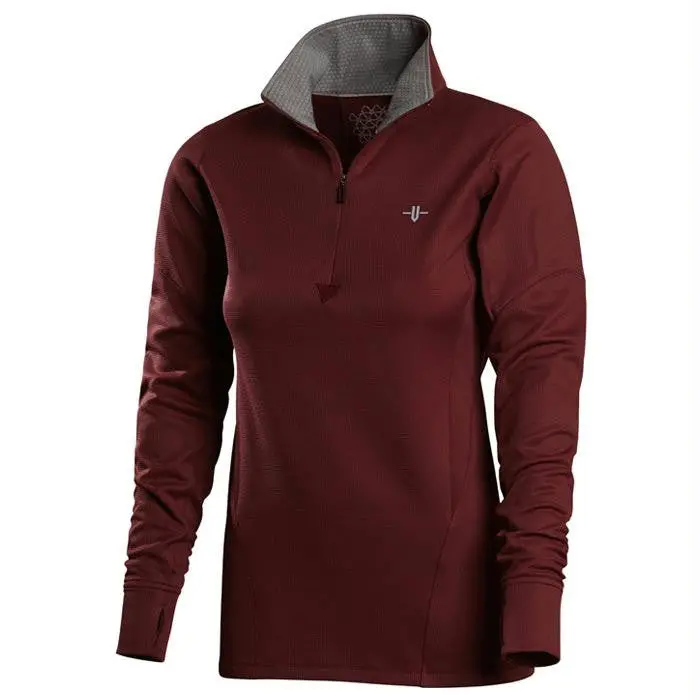 Womens Ls Zip Ingot Red Lg 1