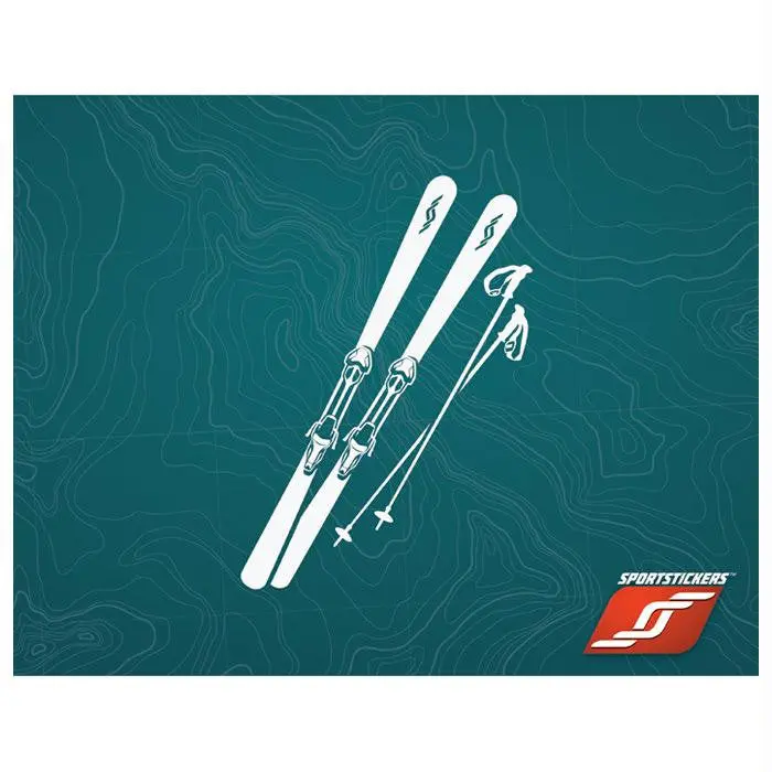 Sticker Downhill Skis White 1