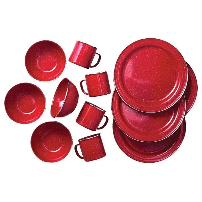 Ss Rim Table Set 12 Pc Red 1