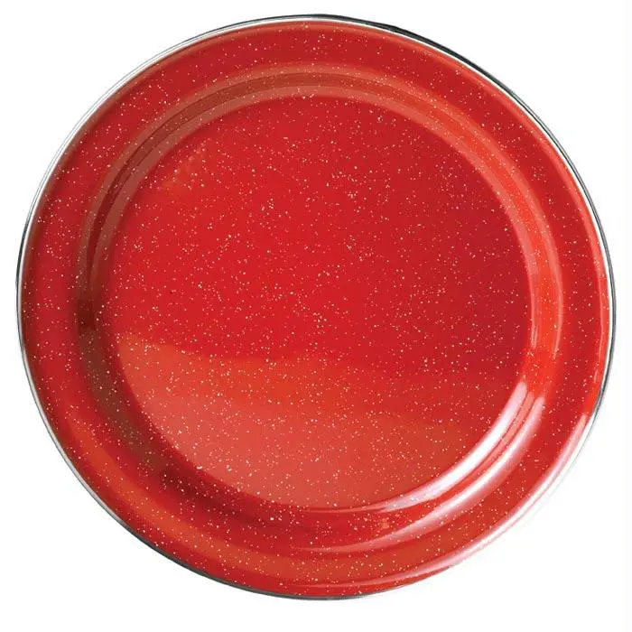 Ss Rim Dinner Plate Red 1