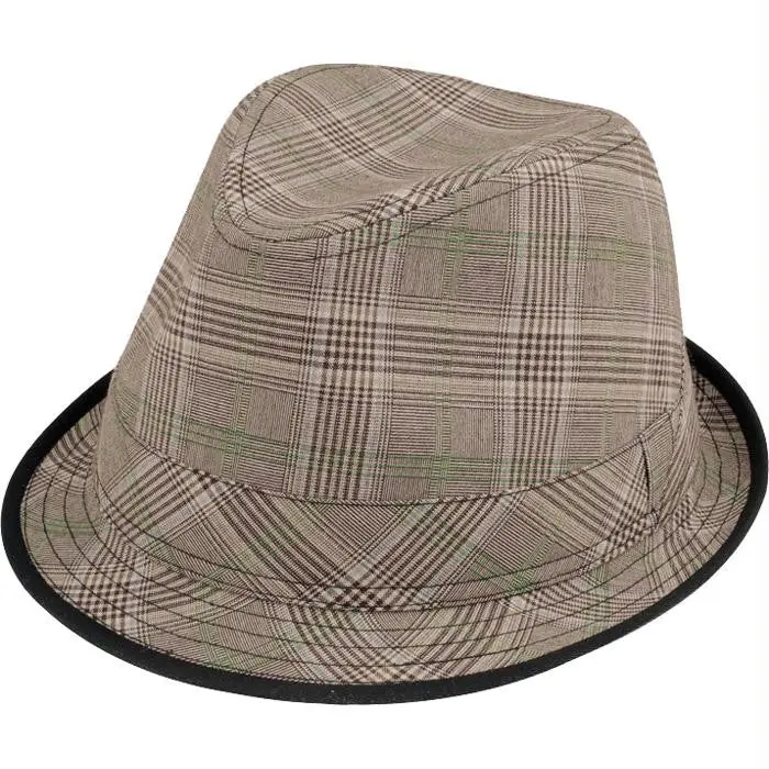Fedora Hat Plaid Brown Osf 1