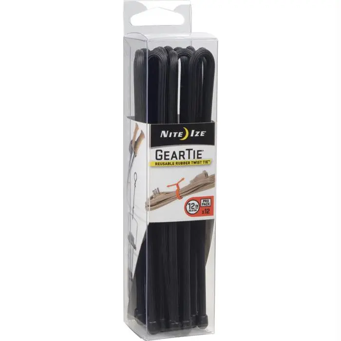 Gear Tie Propack 12"-Blk 12Pk 1