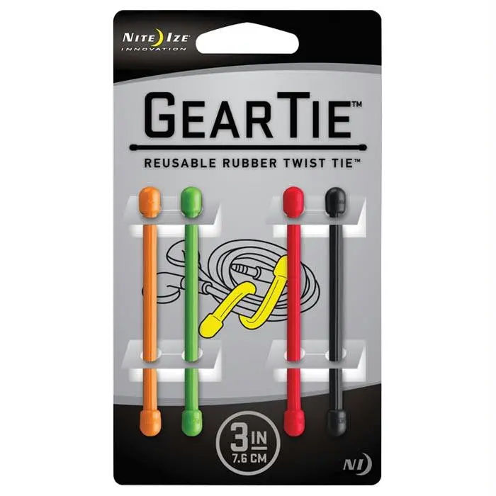 Gear Tie 3"-Asst 4Pk 1