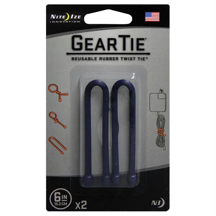 Gear Tie 6" Dark Navy Blue 2Pk 1