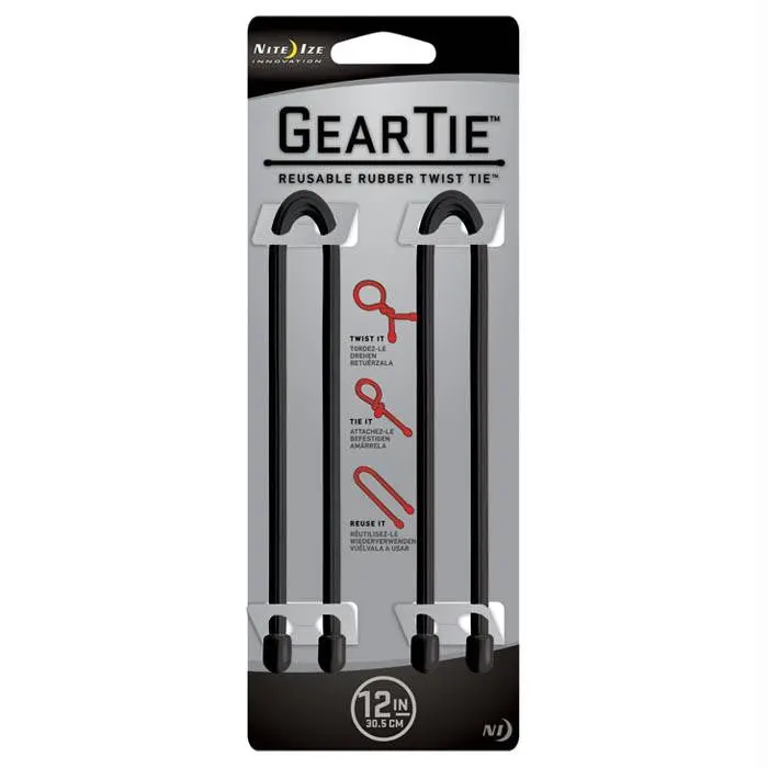 Gear Tie 12"-Black 2Pk 1