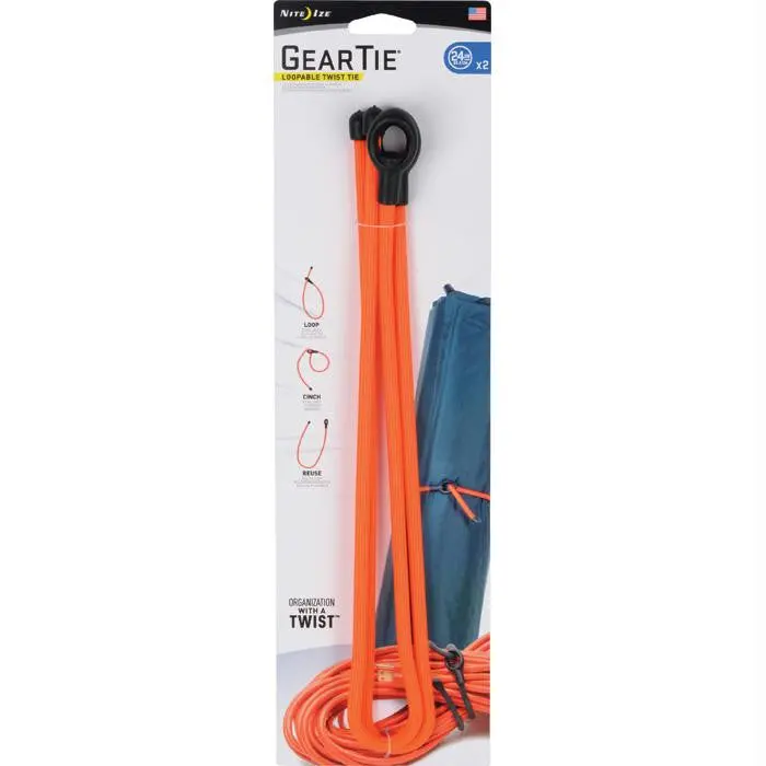 Gear Tie Loopable 24"-Org 2Pk 1