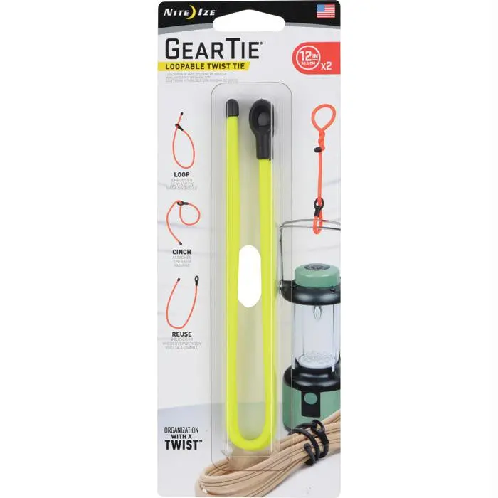 Gear Tie Loopable 12"-Yel 2Pk 1