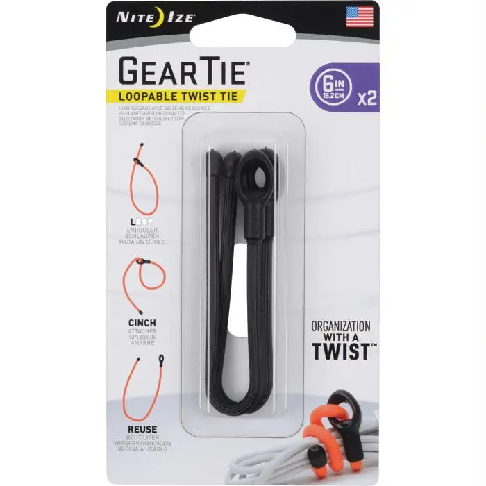 Gear Tie Loopable 6"-Blk 2Pk 1