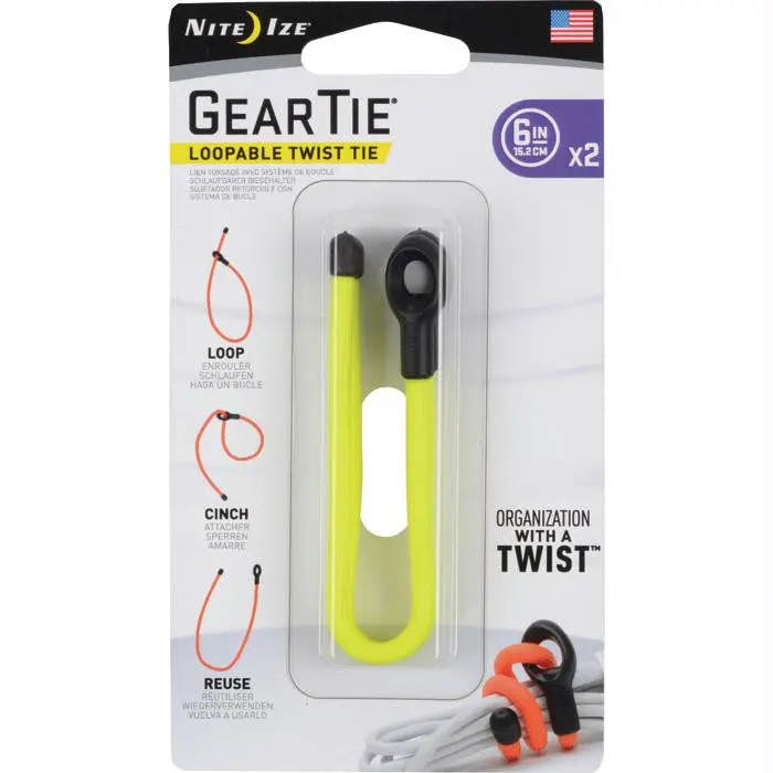 Gear Tie Loopable 6"-Yel 2Pk 1