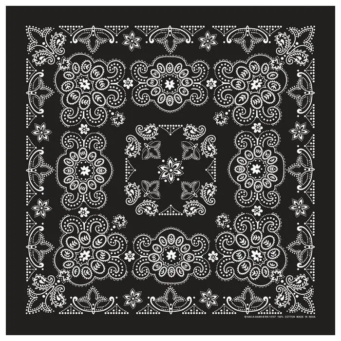 Texas Paisley Bandana Black 1