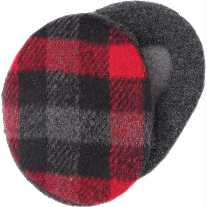 Earbags Fleece Plaid Blk-Rd Lg 1