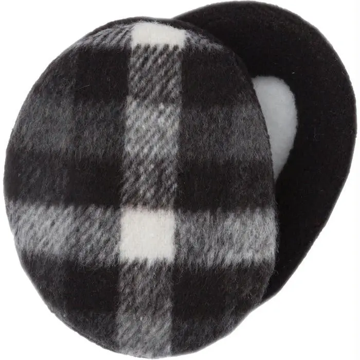 Earbags Fleece Plaid Blk-Wt Md 1