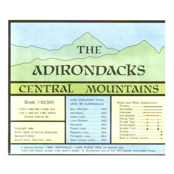 Adirondack Map Central Mtns. 1
