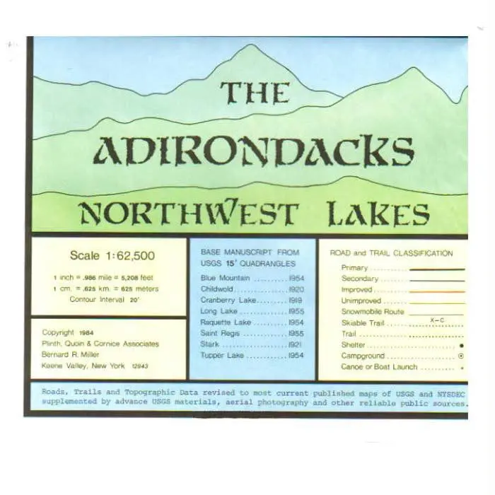 Adirondack Map Northwest Lakes 1
