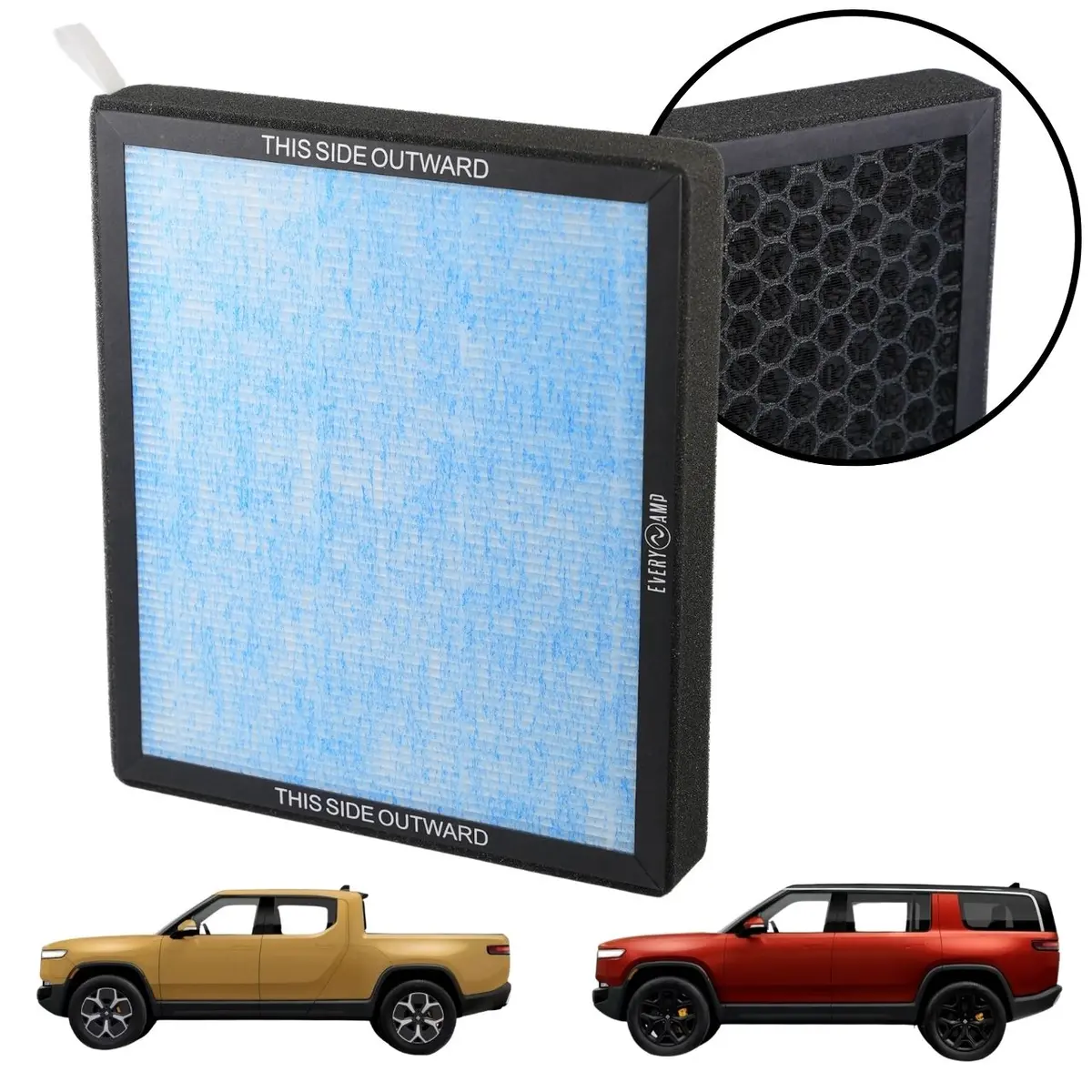 Hepa+Activated Carbon Cabin Air Filter For Rivian R1t & R1s 1