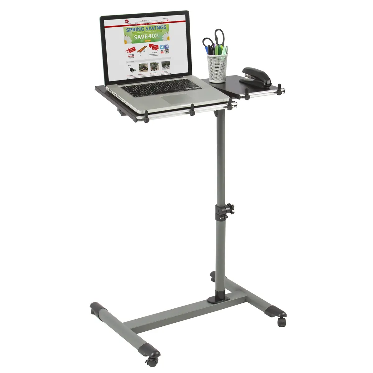 Adjustable Rolling Laptop Desk W/ Tilting Tabletop - Black 1