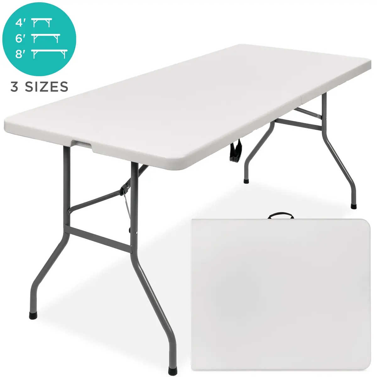 6Ft Portable Folding Plastic Dining Table W/ Handle, Lock 1