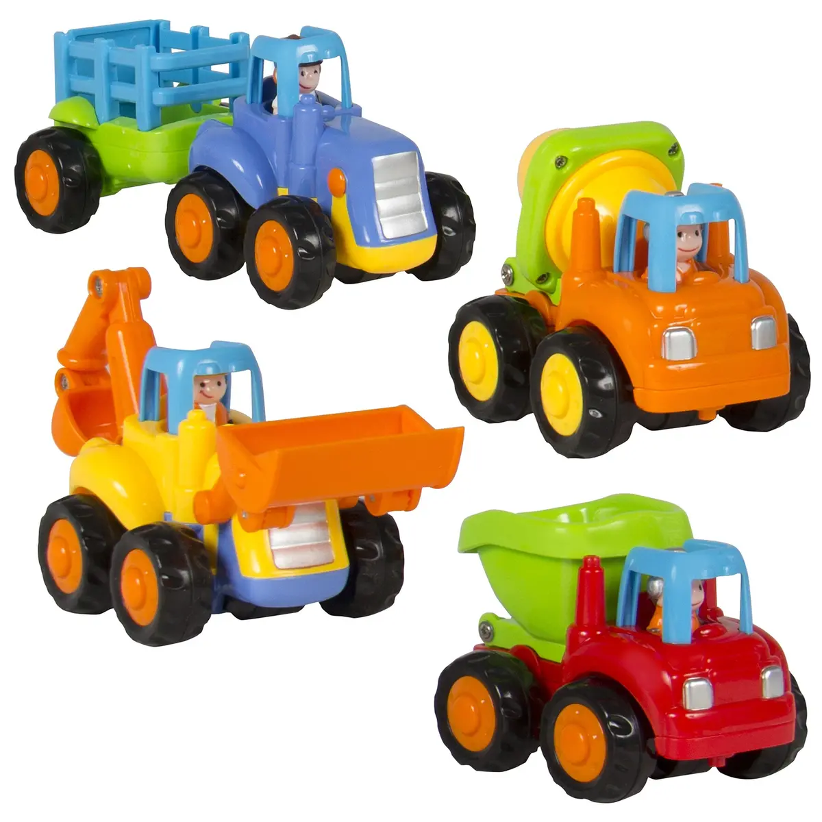 Set Of 4 Kids Push And Go Construction Truck Toys 1