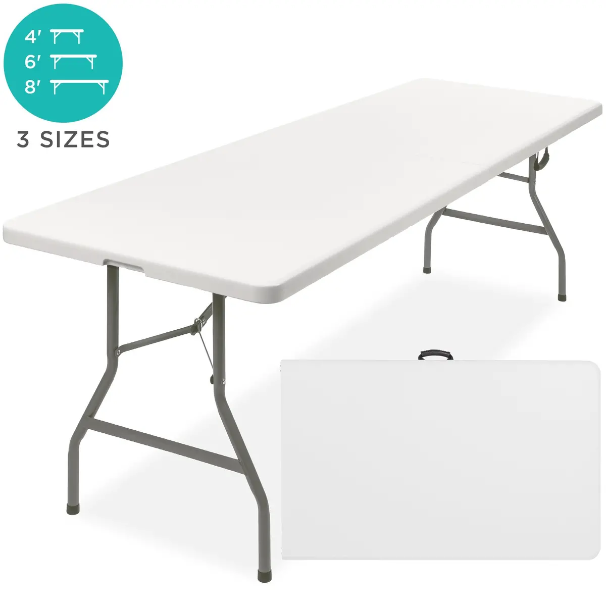 8Ft Portable Folding Plastic Dining Table W/ Handle, Lock 1