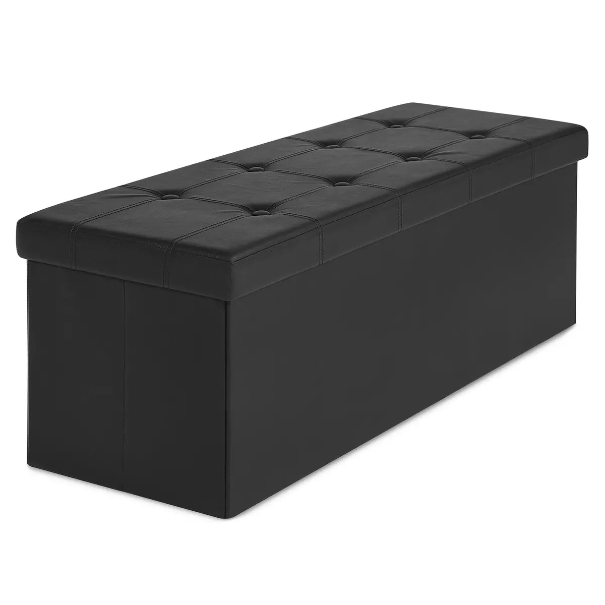 Faux Leather Folding Storage Ottoman Bench 2