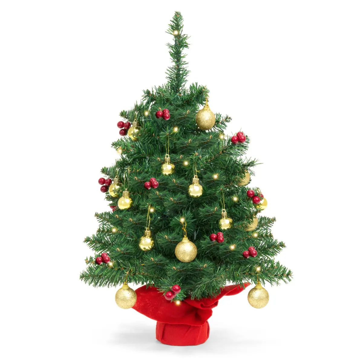 22In Tabletop Christmas Tree W/ Lights, Berries, Ornaments 1