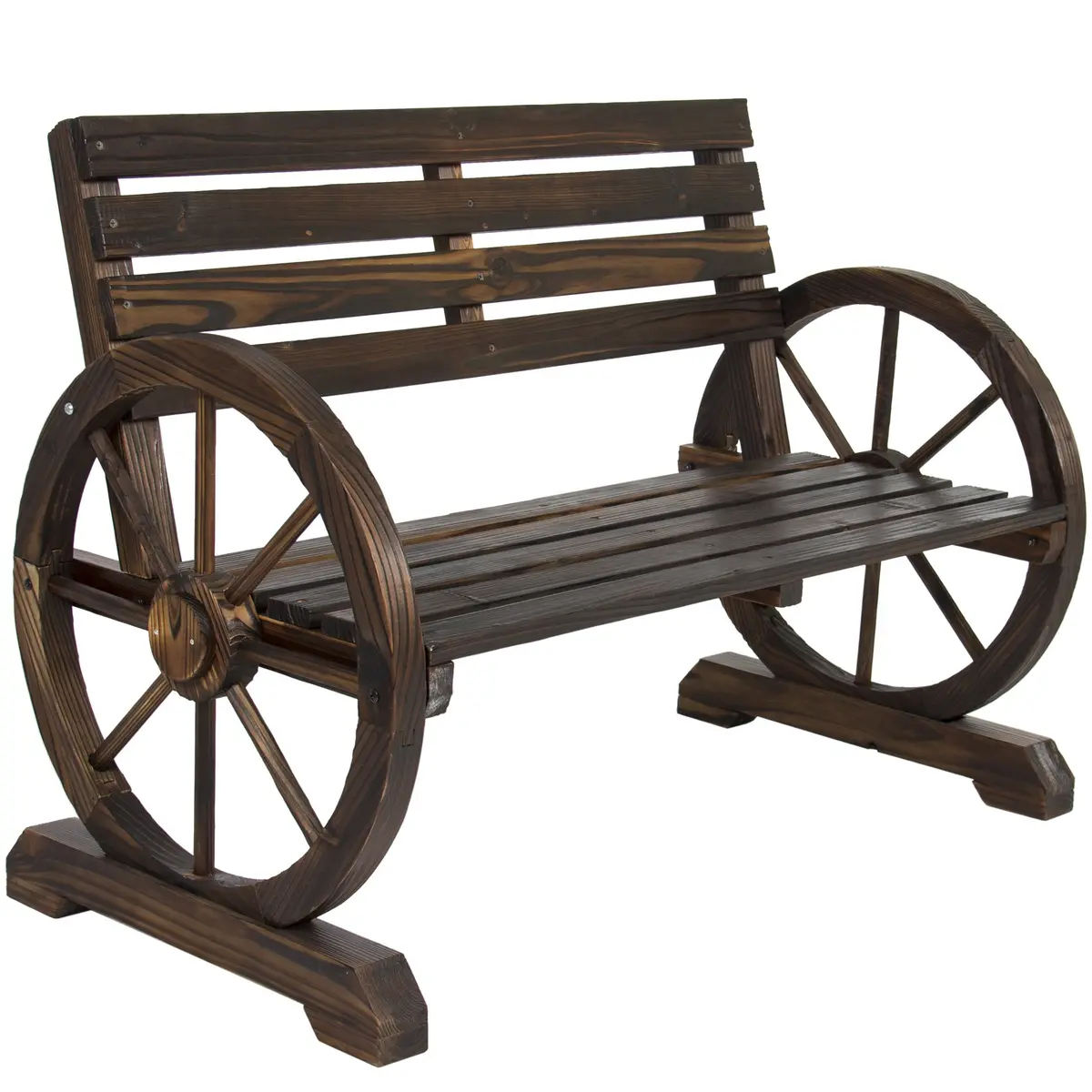 Wooden Wagon Wheel Bench 1