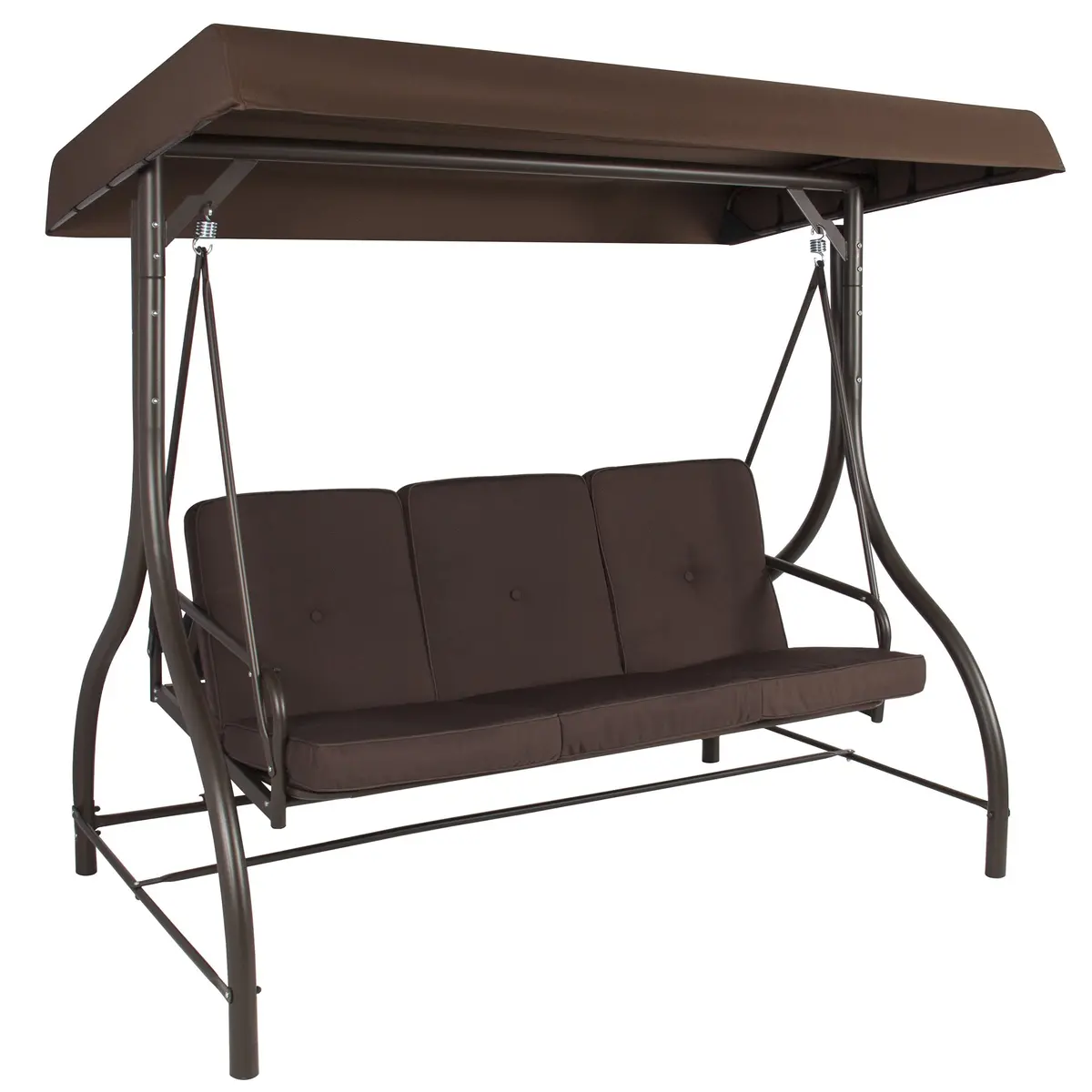 3-Seat Outdoor Canopy Swing Glider Furniture W/ Convertible Flatbed Backrest 3