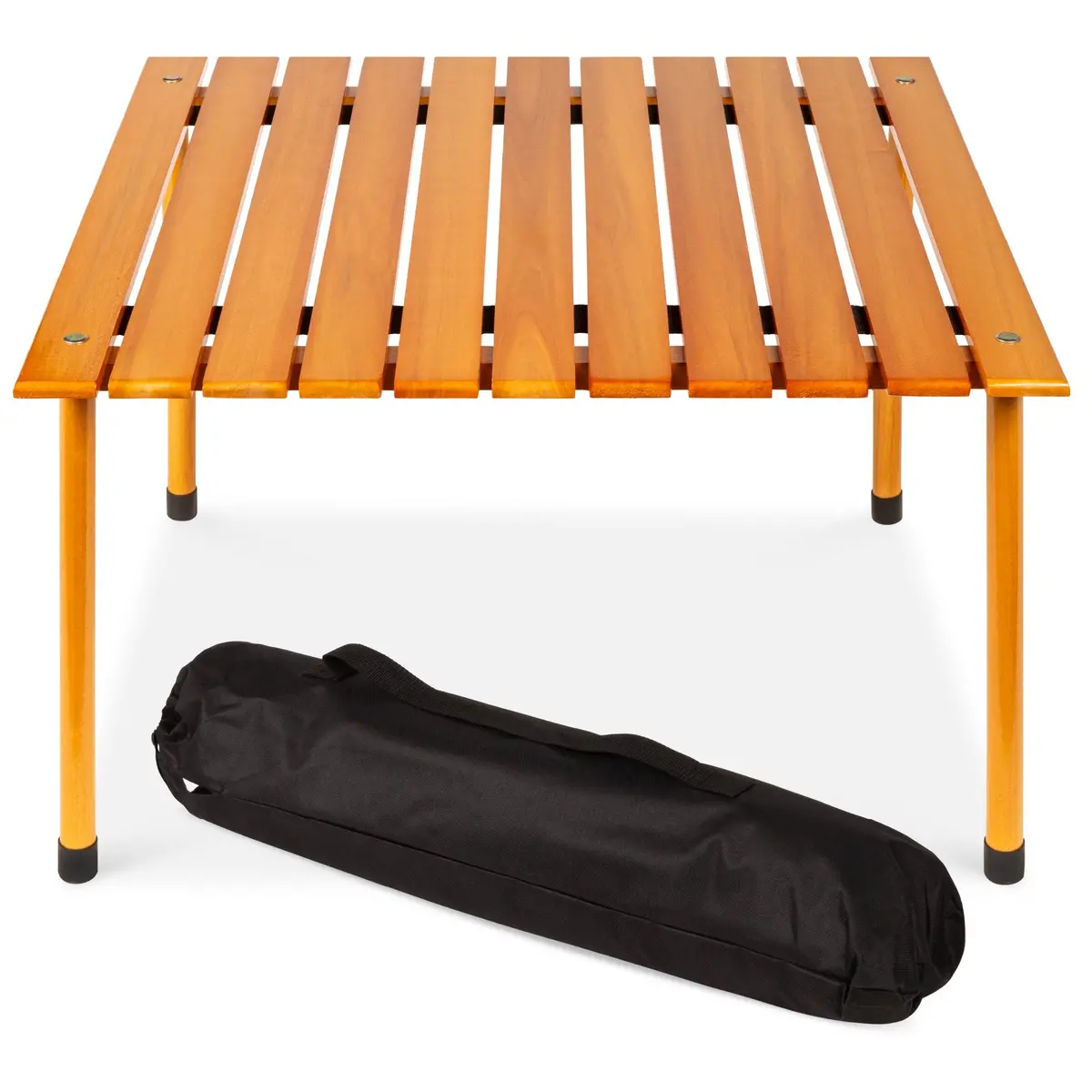 Foldable Indoor Outdoor Wooden Table W/ Carrying Case - 28X28in 1