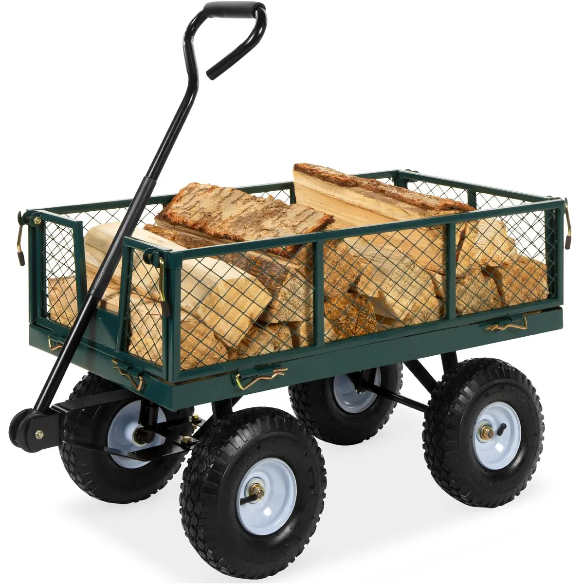 Steel Garden Utility Cart Wagon W/ 400Lb Capacity, Removable Sides, Handle 1