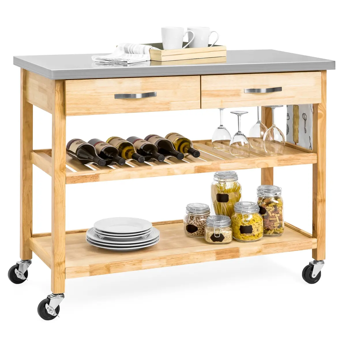 Kitchen Island Utility Cart W/ Stainless Steel Countertop 1