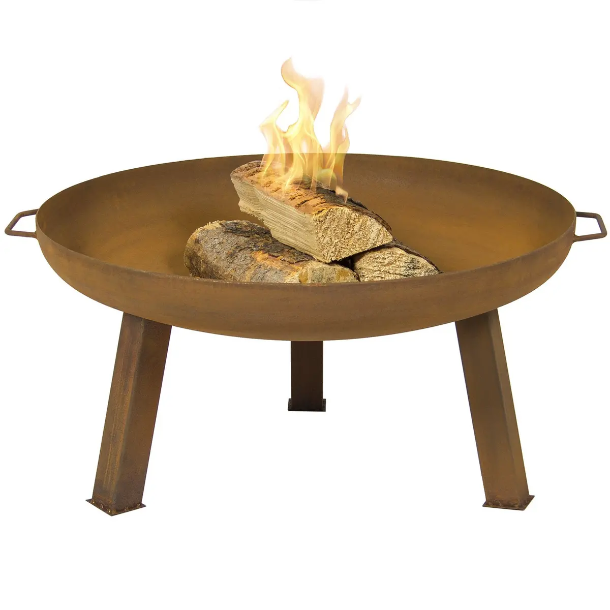 29.5In Outdoor Cast Iron Fire Pit Bowl Decor W/ Cover, Handles - Tan 1