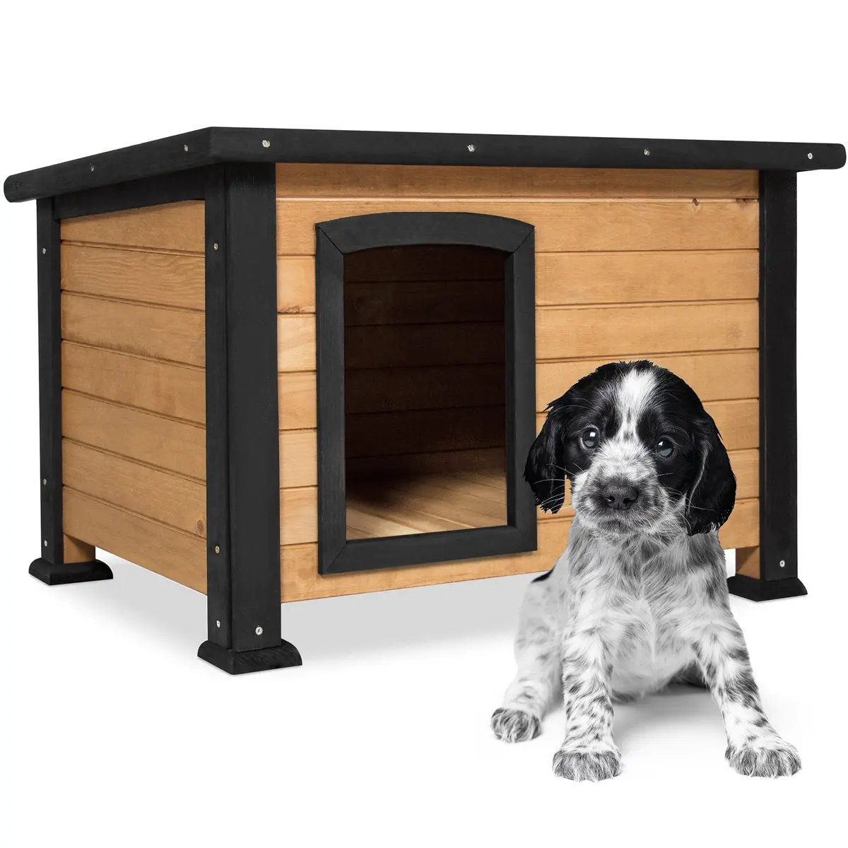 Small Log Cabin Outdoor Dog House W/ Opening Roof 1