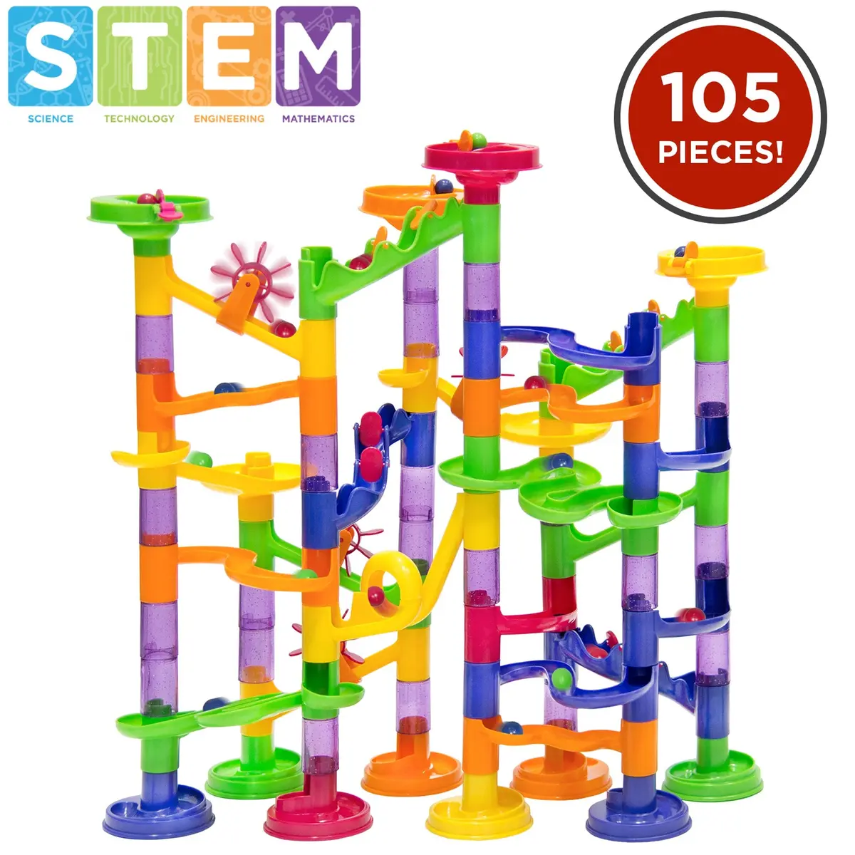 105-Piece Kids Stem Marble Run Coaster Track Toy Set 1