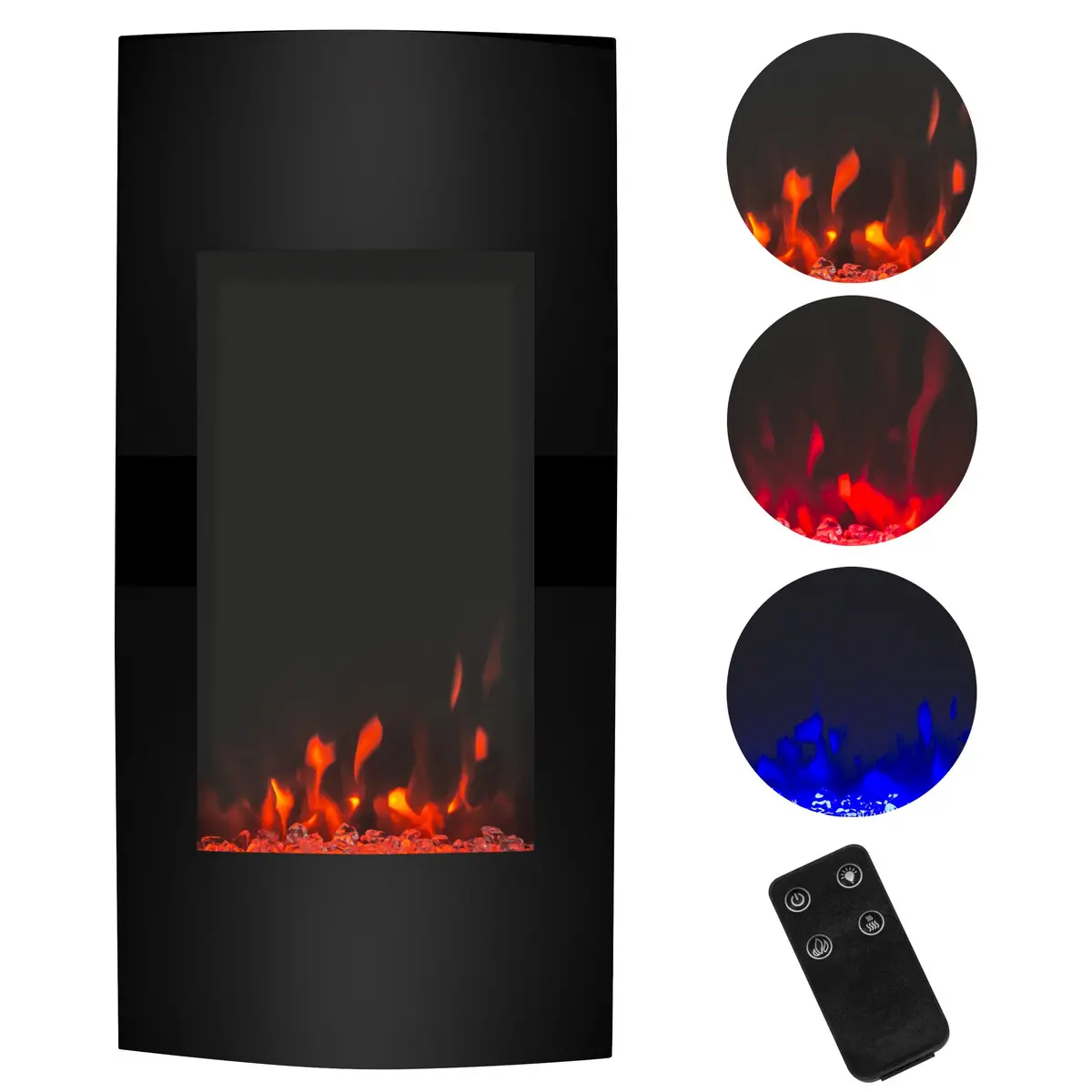 38In 1500W Electric Wall Mounted Fireplace Heater W/ 3 Color & Heat Settings 1