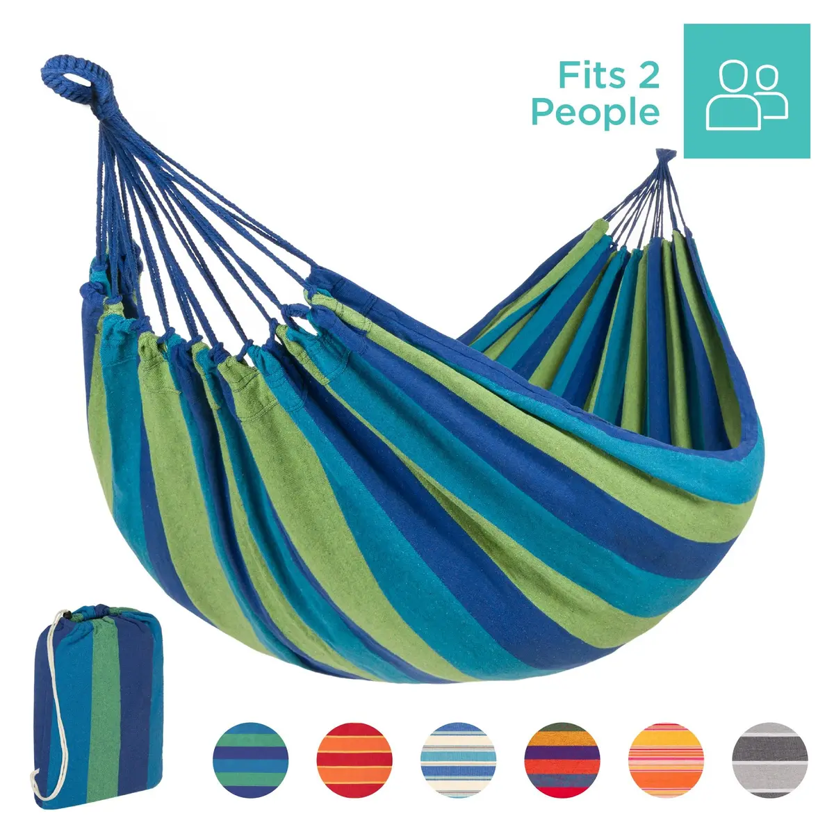 2-Person Brazilian-Style Double Hammock W/ Portable Carrying Bag 5
