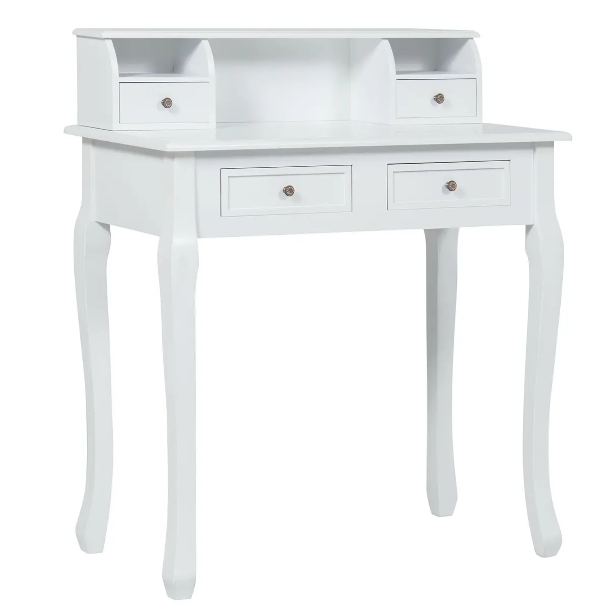Colonial Writing Desk Station W/ 4 Drawers, 2 Cubbies, Floating Hutch 1