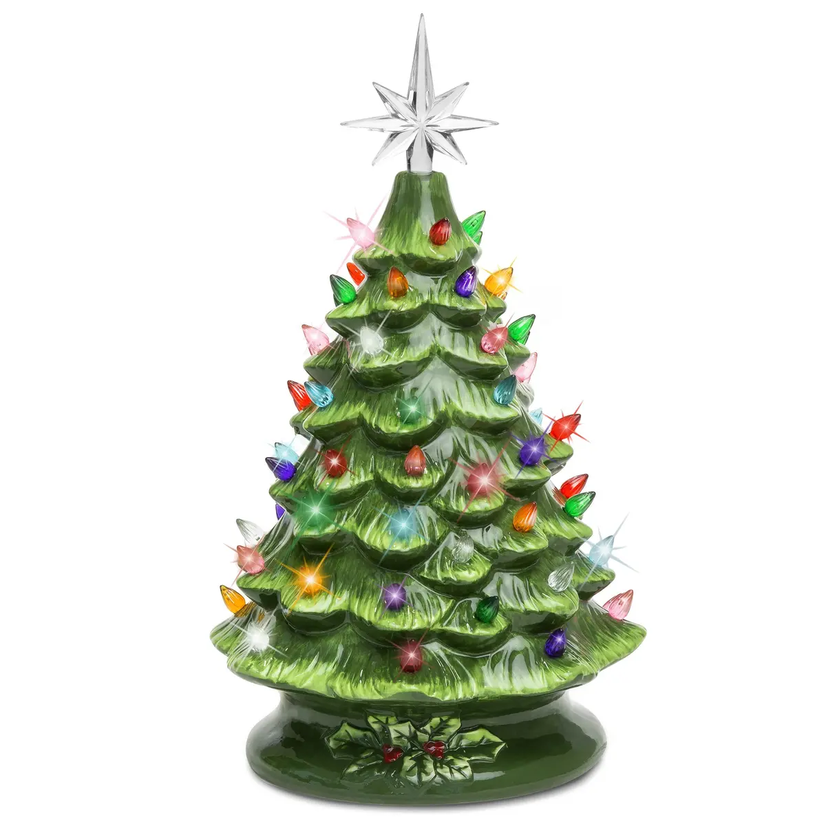 15In Pre-Lit Hand-Painted Ceramic Tabletop Christmas Tree W/ 64 Lights 2